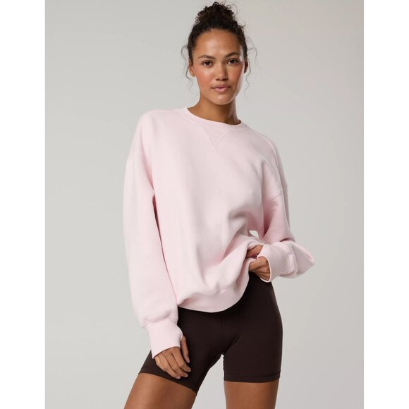 Aerie Offline Cloud Fleece Oversized Crewneck Pink Petal - XS Extra Small - Picture 2 of 7